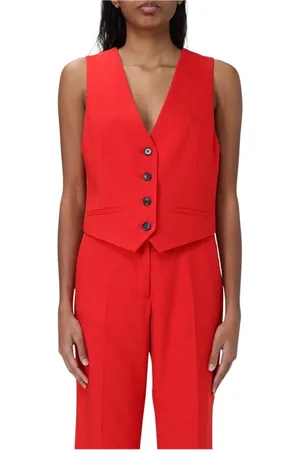 Msgm Jassen, Dames, Rood, M, Linnen, Rode Linnen Vest