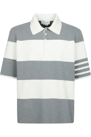 Thom Browne Tops, Heren, Veelkleurig, L, Katoen, Gestreept Katoenen Poloshirt