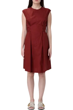 Woolrich Kleedjes, Dames, Bruin, S, Elegante Midi Jurk in Bruin