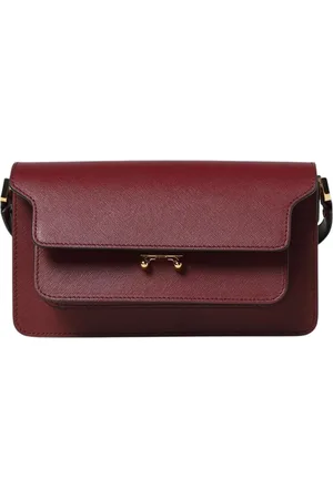 Marni Tassen, Dames, Rood, ONE Size, Leer, Robijn Leren Schoudertas