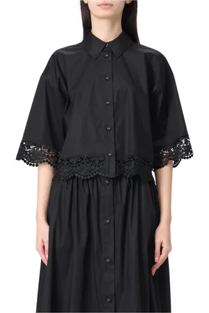 Twin-Set Blouses & Shirts, Dames, Zwart, 2Xs, Elegante Zwarte Button-Up Shirt