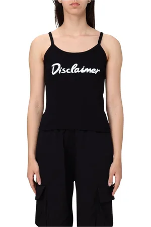 DISCLAIMER Tops, Dames, Zwart, S, Katoen, Grafische Geribbelde Tanktop
