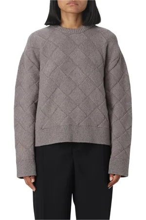 Bottega Veneta Truien, Dames, Grijs, M, Kasjmier, Luxe Cashmere Pullover Sweater