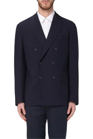 FAY Pakken, Heren, Blauw, 2Xl, Klassieke Dubbel-Breasted Blauwe Blazer