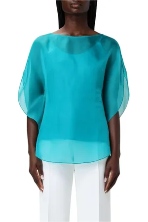 GIANLUCA CAPANNOLO Blouses & Shirts, Dames, Groen, L, Teal Boat Neck Blouse