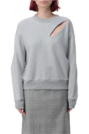 Alexander McQueen Sweatshirts & Hoodies, Dames, Grijs, S, Katoen, Grijze Cutout Trui met Lange Mouwen