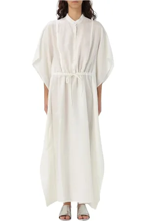 Fabiana Filippi Kleedjes, Dames, Wit, M, Linnen, Elegante Witte Maxi Jurk