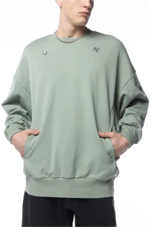 A.A. Spectrum Sweatshirts & Hoodies, Heren, Groen, XS, Katoen, Groene Oversized Sweatshirt met Geribbelde Details
