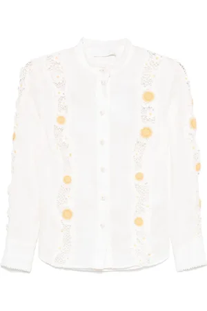 ZIMMERMANN Blouses & Shirts, Dames, Wit, S, Linnen, Elegante Bianco Shirt