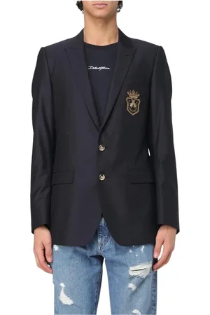 Dolce & Gabbana Pakken, Heren, Blauw, M, Wol, Blauwe Crest Blazer