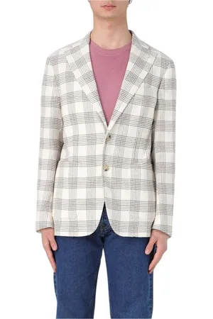 Manuel Ritz Jassen, Heren, Veelkleurig, L, Beige Geruite Blazer Jas Mannen