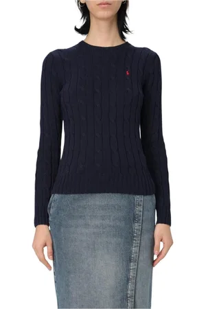 Ralph Lauren Truien, Dames, Blauw, M, Katoen, Navy Cable Gebreide Trui