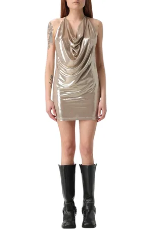ANIYE BY Kleedjes, Dames, Geel, XS, Blauwe Metallic Mini Jurk