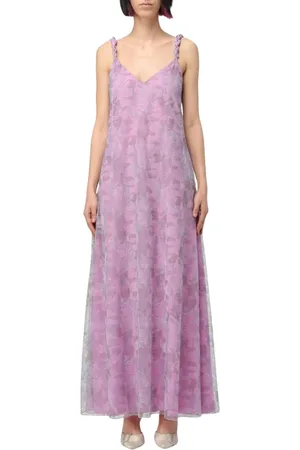 Emporio Armani Kleedjes, Dames, Roze, S, Elegante Roze Mouwloze V-Hals Jurk