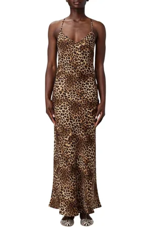 MC2 SAINT BARTH Kleedjes, Dames, Bruin, L, Bruine V-hals Midi Jurk Elegante Stijl