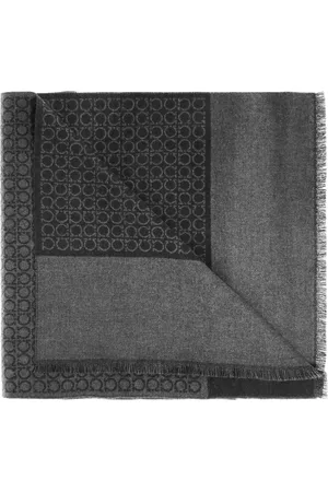 Salvatore Ferragamo Accessoires, Heren, Grijs, ONE Size, Wol, Logo scarf