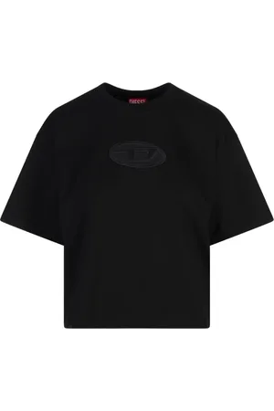 Diesel Tops, Dames, Zwart, S, Zwart T-Buxt-Crop-Od T-Shirt