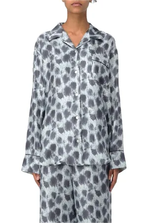 Marni Blouses & Shirts, Dames, Grijs, S, Zijden luipaardprint pyjamaset