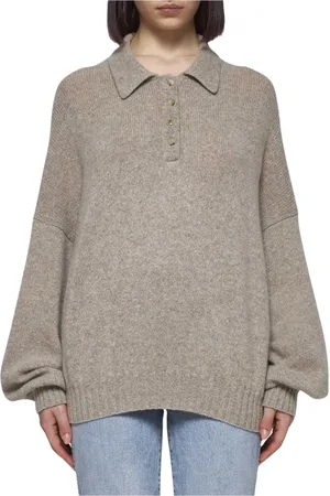 Khaite Truien, Dames, , M, Kasjmier, Polo Sweater Stijlvol Ontwerp