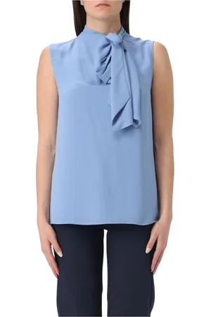 Liu Jo Tops, Dames, Blauw, XS, Polyester, Roze Mouwloze Blouse Elegante Stijl
