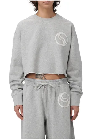 Stella McCartney Sweatshirts & Hoodies, Dames, Grijs, M, Wit Logo Sweatshirt Casual Chic
