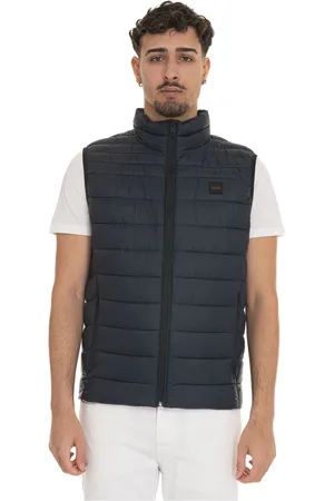 HUGO BOSS Jassen, Heren, Blauw, XL, Gewatteerd Vest met Zijlogo
