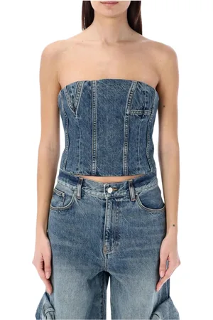AMIRI Tops, Dames, Blauw, L, Denim, Indigo Denim Korset Top