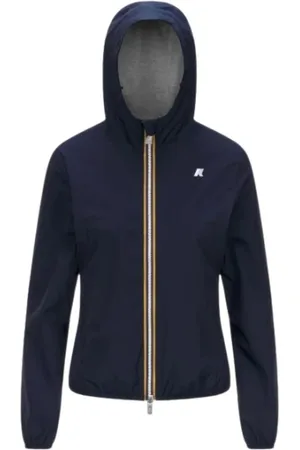 K-Way Jassen, Dames, Blauw, S, Katoen, Slim Fit Waterdichte Jas