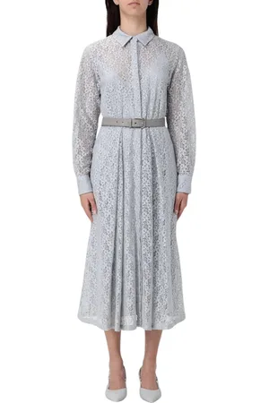 Max Mara Kleedjes, Dames, Grijs, XS, Elegante Grijze Kantjurk