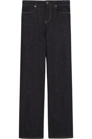 Max Mara Jeans, Dames, Blauw, L, Denim, Stijlvolle Wide Leg Jeans