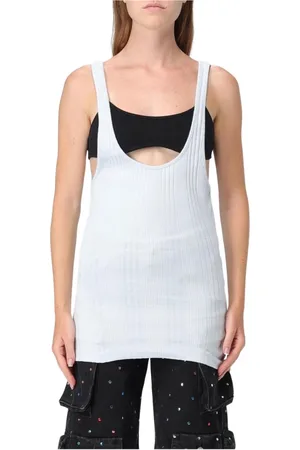 The Attico Tops, Dames, Grijs, XS, Geribbelde Gebreide Tanktop