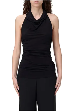 Paloma Wool Tops, Dames, Zwart, M, Zwart Geribbelde Gebreide Top