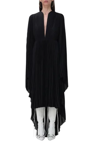 Balenciaga Kleedjes, Dames, Zwart, S, Polyester, Elegante V-hals Midi Jurk