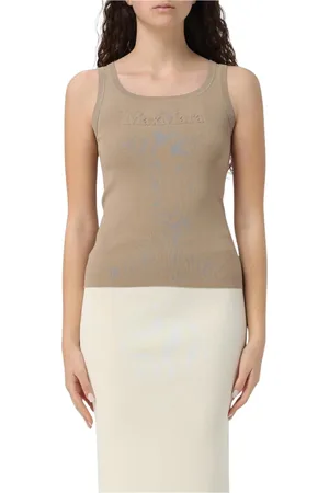 Max Mara Tops, Dames, , XS, Geribbelde Gebreide Mouwloze Elegante Zwarte Top