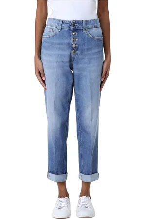 Dondup Jeans, Dames, Blauw, W24, Katoen, Blauwe Button Fly Jeans voor Vrouwen