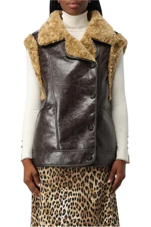 Urban Code Jassen, Dames, Bruin, S, Leer, Shearling Vest voor Vrouwen