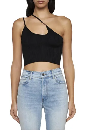 AMIRI Tops, Dames, Zwart, L, Katoen, Zwart Gebreide Crop Top