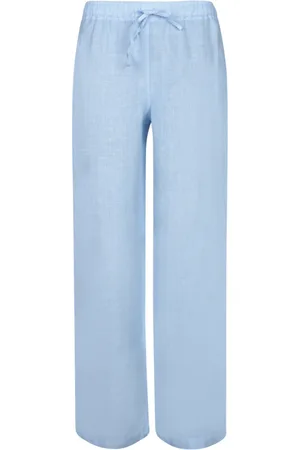 120% Lino Broeken, Dames, Blauw, 2Xs, Linnen, Linnen Broek