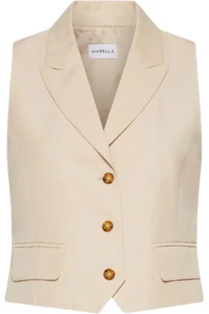 MARELLA Jassen, Dames, , S, Katoen, Ecru Twill Mouwloos Jack