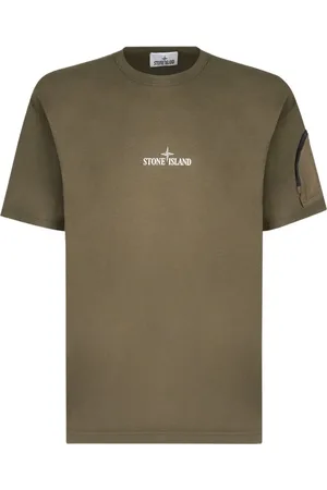Stone Island Tops, Heren, Groen, L, Katoen, Zip Pocket Katoenen T-Shirt