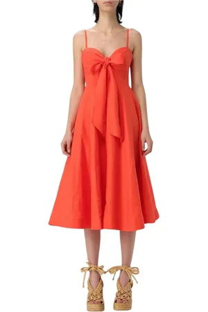 ZIMMERMANN Kleedjes, Dames, Rood, L, Linnen, Rode Linnen Strikjurk Elegante Stijl