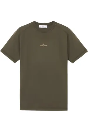 Stone Island Tops, Heren, Groen, M, Katoen, Groene Katoenen Jersey T-shirt
