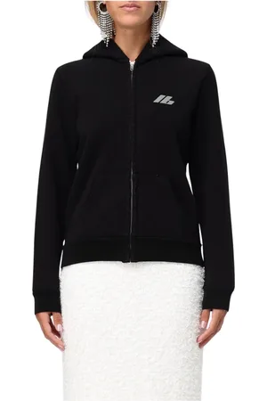 Balenciaga Sweatshirts & Hoodies, Dames, Zwart, S, Katoen, Zwarte Zip Up Hoodie Sweatshirt