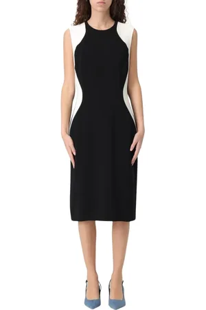 Stella McCartney Kleedjes, Dames, Zwart, XS, Elegante Colorblocked Midi Jurk