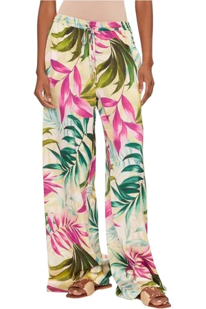 Guess Broeken, Dames, Veelkleurig, XS, Polyester, Gele Bloemen Palazzo Broek