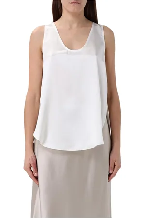 Max Mara Tops, Dames, Wit, M, Elegante Mouwloze Bruine Top