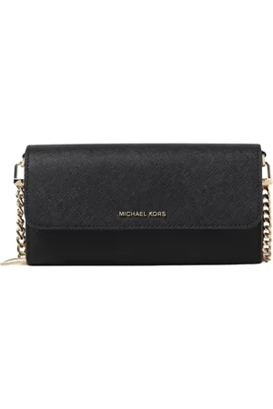 Michael Kors Tassen, Dames, Zwart, ONE Size, Leer, Zwarte Chain Wallet Clutch