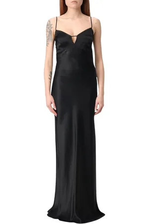 Twin-Set Kleedjes, Dames, Zwart, XS, Elegante Zijden Maxi Jurk