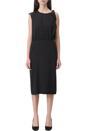 Sportmax Kleedjes, Dames, Zwart, L, Elegante Zwarte Midi Jurk
