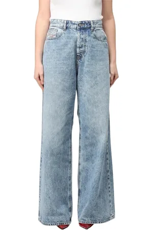 Diesel Jeans, Dames, Blauw, W27, Katoen, Wijde Spijkerbroek voor Vrouwen